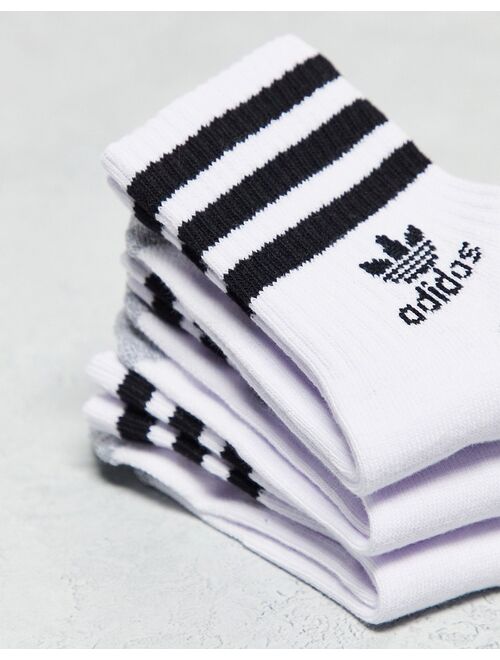 adidas Originals Roller 2.0 3 pack High Quarter socks in white