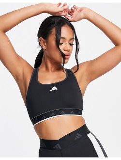 performance adidas Training Techfit color block mid-support sports bra in black and white