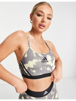 performance adidas Training Hyperglam printed low support sports bra in yellow