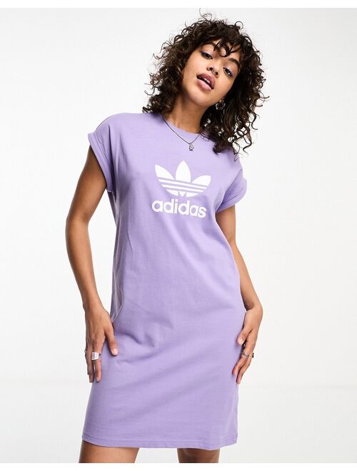 adidas Originals House Of Classics Trefoil t-shirt dress in purple