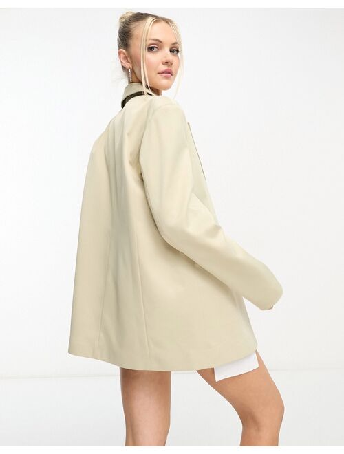 COLLUSION oversized woven blazer with pockets in beige