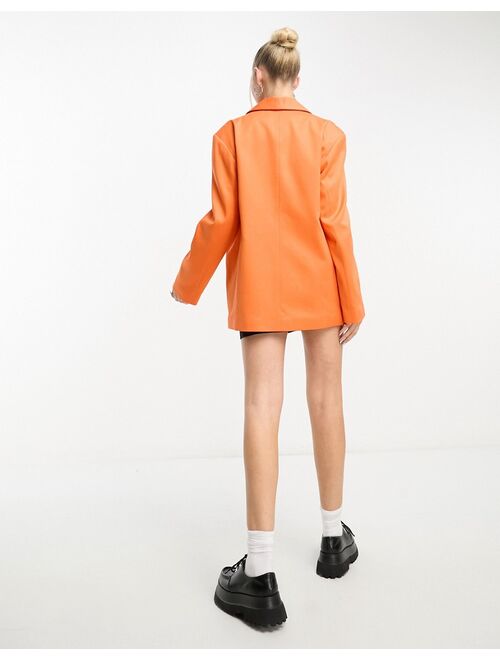 COLLUSION oversized woven blazer with pockets in bright orange