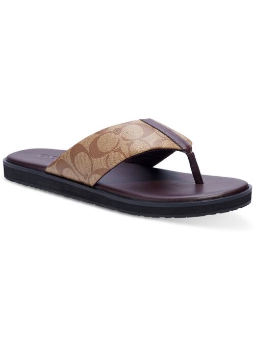 COACH Men's Signature Coated Canvas Flip Flop Sandal