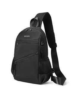 Sling Bag Lightweight Shoulder Bag Crossbody Backpack with USB Charger Port for Men Women Travel Hiking Walking