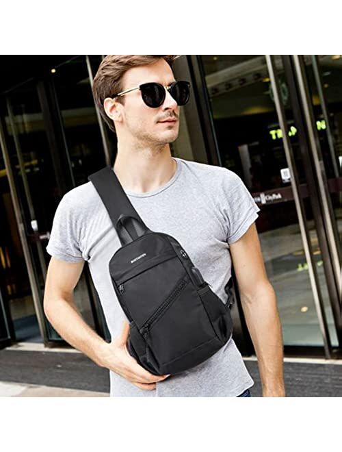BOSTANTEN Sling Bag Lightweight Shoulder Bag Crossbody Backpack with USB Charger Port for Men Women Travel Hiking Walking