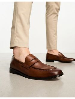 loafers in tan polished leather
