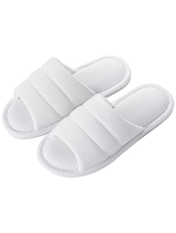shevalues Summer House Slippers for Women Men Breathable Waffle Indoor Slippers Slip-on Open Toe Home Shoes