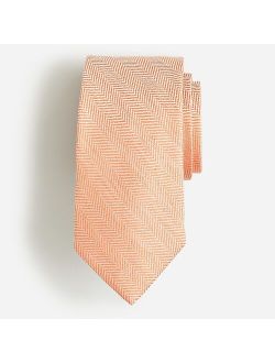 Linen-cotton blend herringbone tie