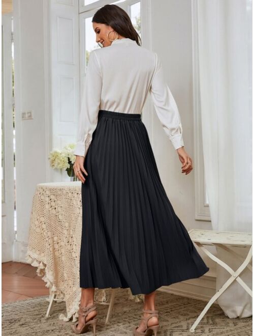 SHEIN Modely D-ring Pleated Skirt