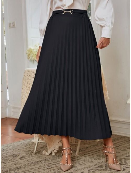 SHEIN Modely D-ring Pleated Skirt