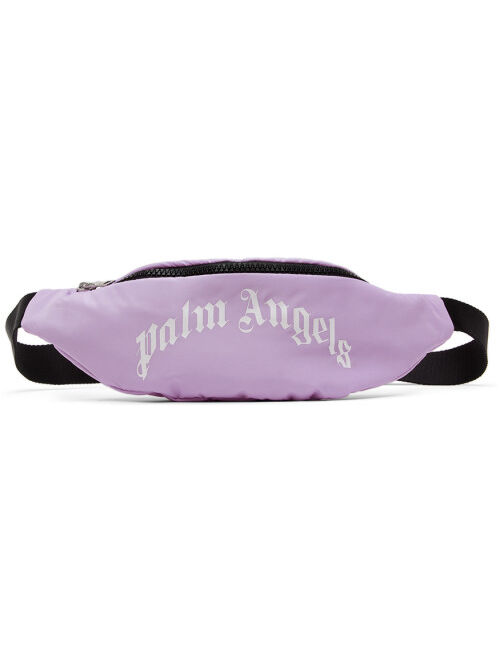 PALM ANGELS Kids Purple Letter Print Curved Pouch