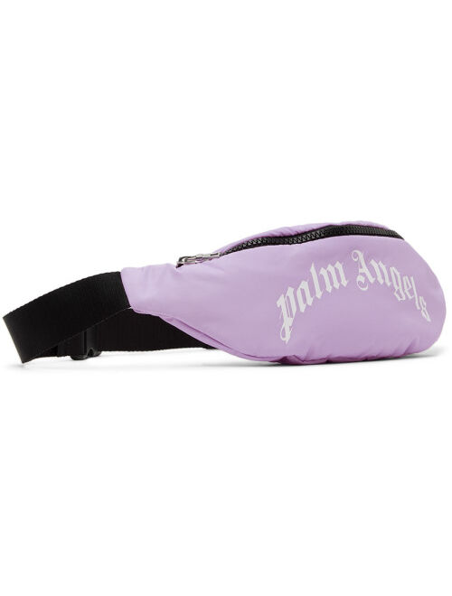 PALM ANGELS Kids Purple Letter Print Curved Pouch