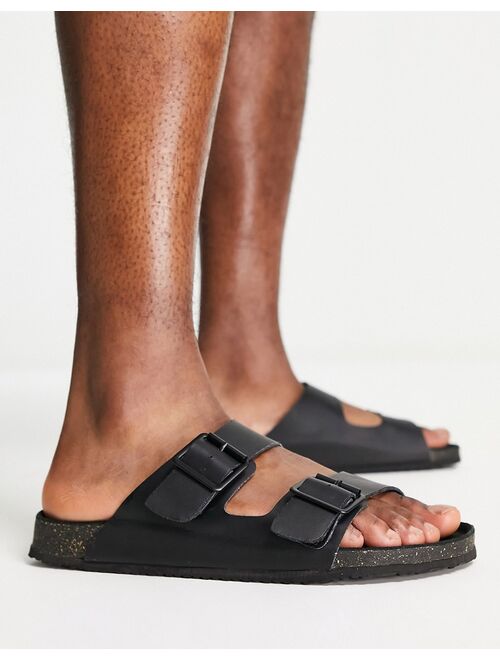 ASOS DESIGN sandals in triple black with buckle