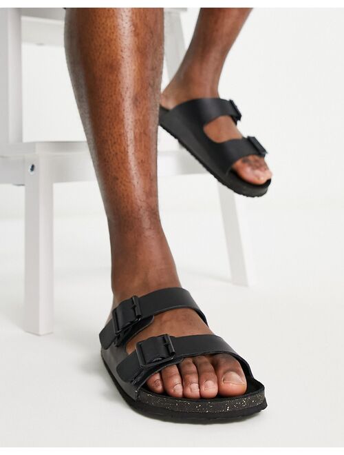 ASOS DESIGN sandals in triple black with buckle