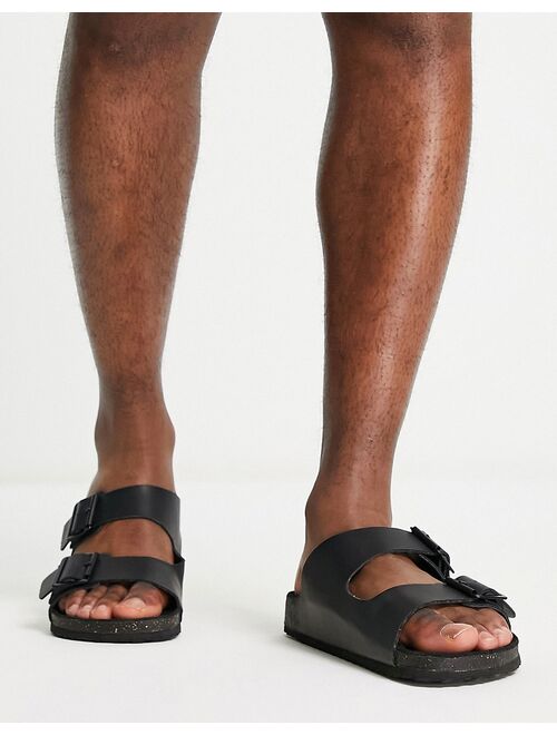 ASOS DESIGN sandals in triple black with buckle