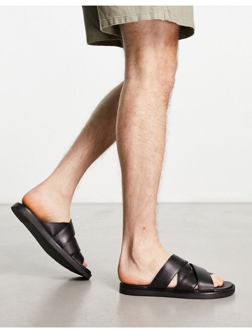 ASOS DESIGN multi strap sandals in black