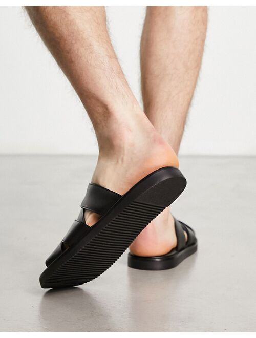 ASOS DESIGN multi strap sandals in black