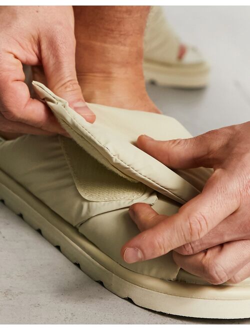 ASOS DESIGN puffer cross strap sandals in stone