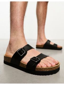 cross strap sandals in black