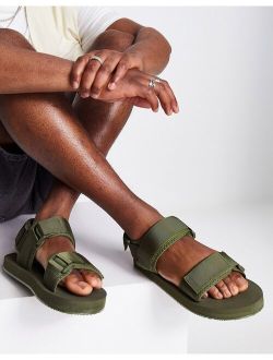Selected Homme technical strap sandals in khaki green