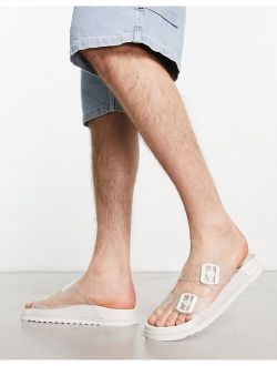 two strap sandals in clear translucent