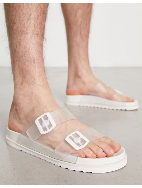ASOS DESIGN two strap sandals in clear translucent
