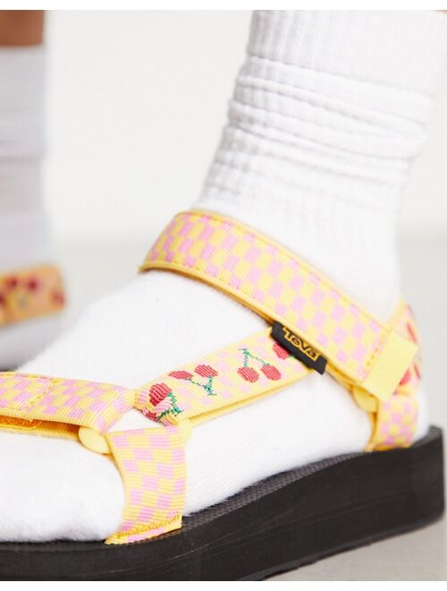 Teva Original universal midsole sandals with cherry print in pink