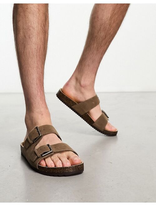 Pull&Bear double strap sandal in brown