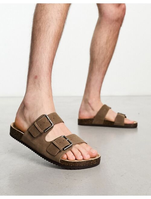 Pull&Bear double strap sandal in brown