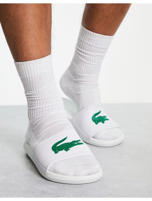 Lacoste croco sliders in white
