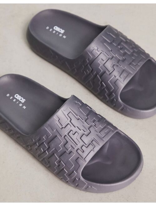 ASOS DESIGN chunky sliders with texture in gray
