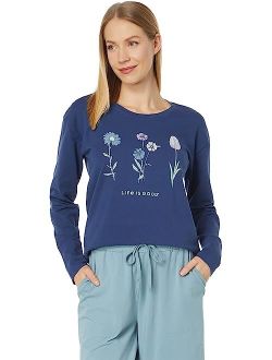 Life is Good Detailed Spring Flowers Crusher-Flex Tunic
