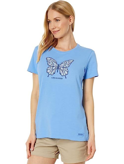Life is Good Ditsy Floral Butterfly Short Sleeve Crusher Tee