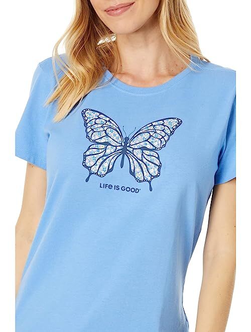Life is Good Ditsy Floral Butterfly Short Sleeve Crusher Tee