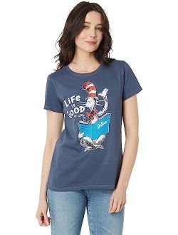 Life is Good Cat In The Hat Reading Short Sleeve Crusher Tee