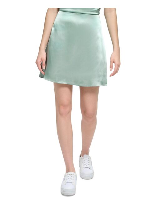 CALVIN KLEIN Women's X-Fit A-Line Satin Mini Skirt