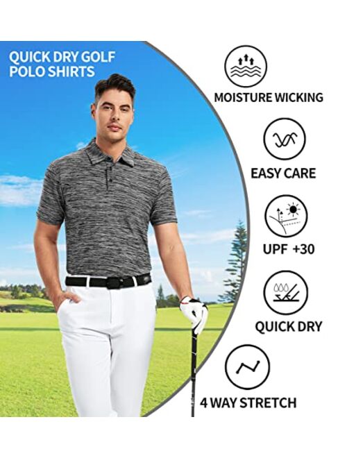 SAMERM Mens Golf Shirt Short Sleeve Print Performance Moisture Wicking Dry Fit Polo Shirts for Men