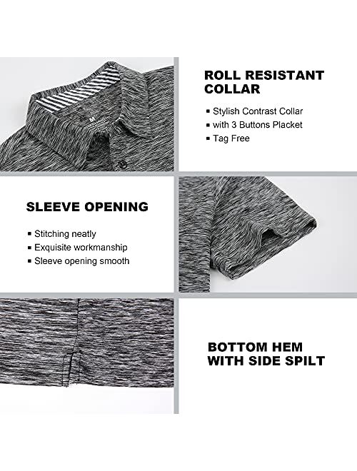 SAMERM Mens Golf Shirt Short Sleeve Print Performance Moisture Wicking Dry Fit Polo Shirts for Men