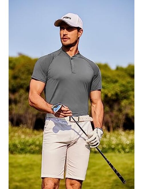 COOFANDY Men's Quick Dry Golf Polo Shirts Short Sleeve Henley Shirt Active Athletic Collarless Sports T Shirts