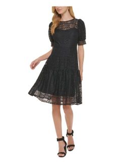 Lace Puff-Sleeve Dress