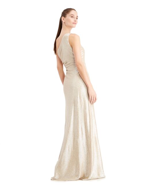 Calvin Klein One-Shoulder Metallic Gown