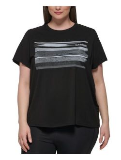Performance Plus Size Striped Graphic T-Shirt