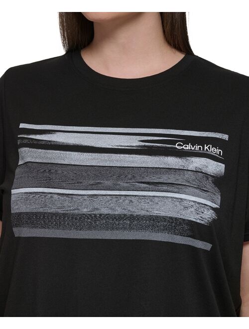 Calvin Klein Performance Plus Size Striped Graphic T-Shirt