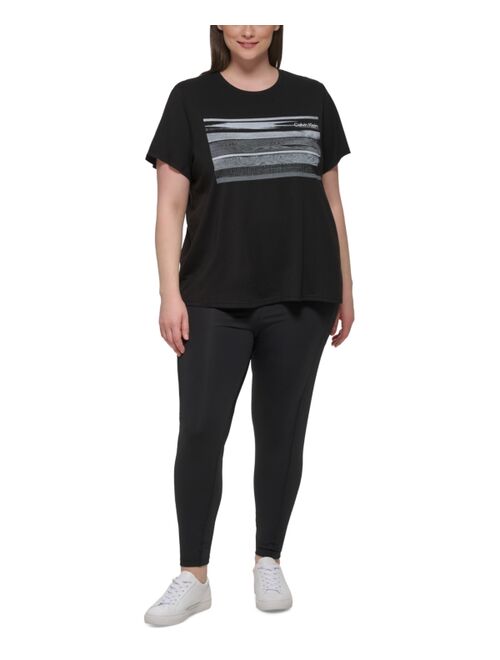 Calvin Klein Performance Plus Size Striped Graphic T-Shirt