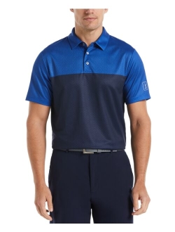 PGA TOUR Men's Athletic-Fit Airflux Birdseye Block Print Short Sleeve Golf Polo Shirt