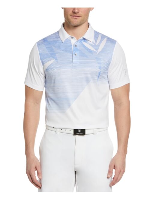 PGA TOUR Men's Asymmetrical Tropical-Print Performance Golf Polo Shirt