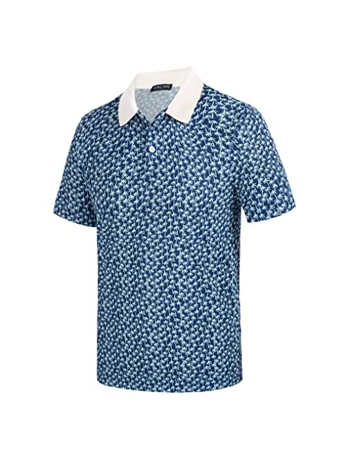 PJ PAUL JONES Mens Polo Shirt Performance Golf Polo Shirt Argyle Polo Shirt Moisture Wicking Polos