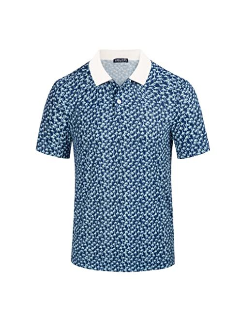 PJ PAUL JONES Mens Polo Shirt Performance Golf Polo Shirt Argyle Polo Shirt Moisture Wicking Polos