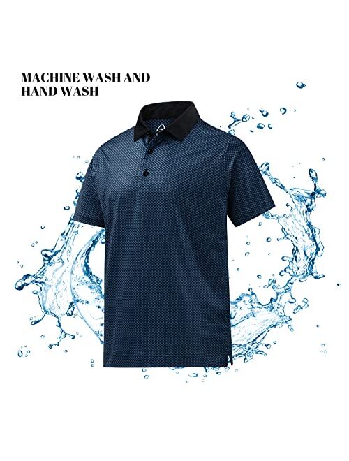 DEOLAX Mens Polo Shirts Performance Moisture Wicking Mens Golf Shirt Casual Dry Fit Long&Short Sleeve Polo Shirts