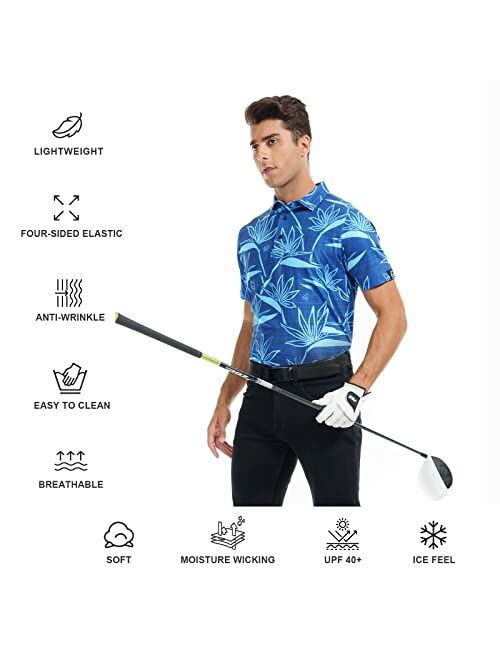 DEOLAX Mens Golf Shirt Performance Moisture Wicking Dry Fit Polo Shirts for Men Soft Breathable Polo Shirts Short Sleeve